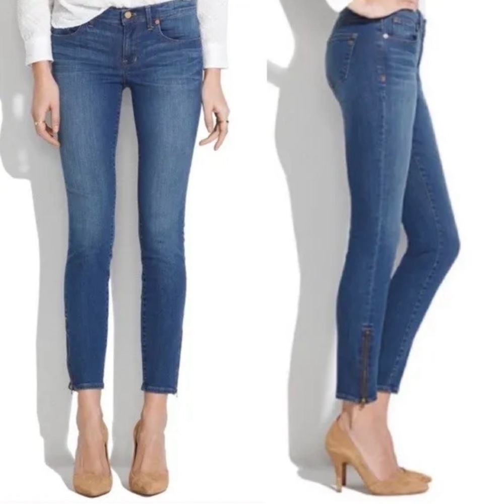 Madewell Skinny Skinny On-Trend Zipper Hem Edgewater Wash Ankle Jeans Size 24